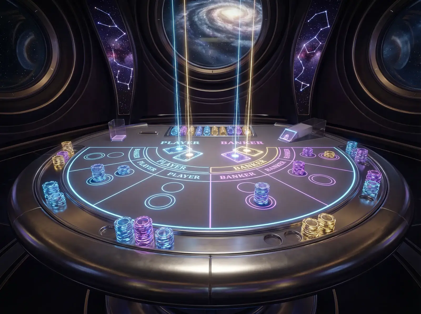 领彩金真人百家乐全息投影牌桌俯视图